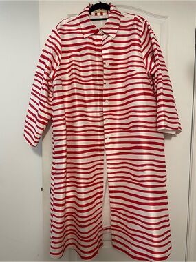 Wayward Fancies by eShakti Red & White Striped Duster Jacket